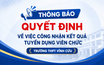 THÔNG BÁO QUYẾT ĐỊNH CÔNG NHẬN KẾT QUẢ TUYỂN DỤNG VIÊN CHỨC
