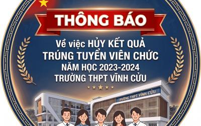 QUYẾT ĐỊNH VỀ VIỆC HỦY KẾT QUẢ TRÚNG TUYỂN VIÊN CHỨC TRƯỜNG THTP VĨNH CỬU
