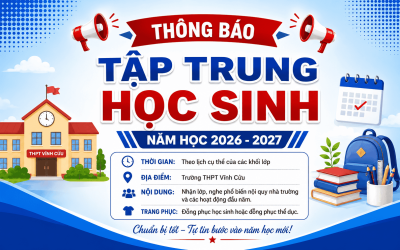 Thông báo về việc tập trung học sinh năm học 2026-2027