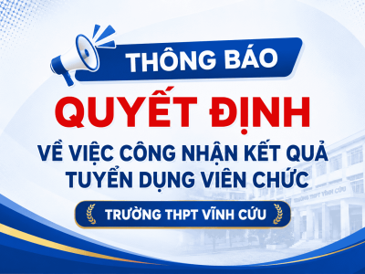 THÔNG BÁO QUYẾT ĐỊNH CÔNG NHẬN KẾT QUẢ TUYỂN DỤNG VIÊN CHỨC
